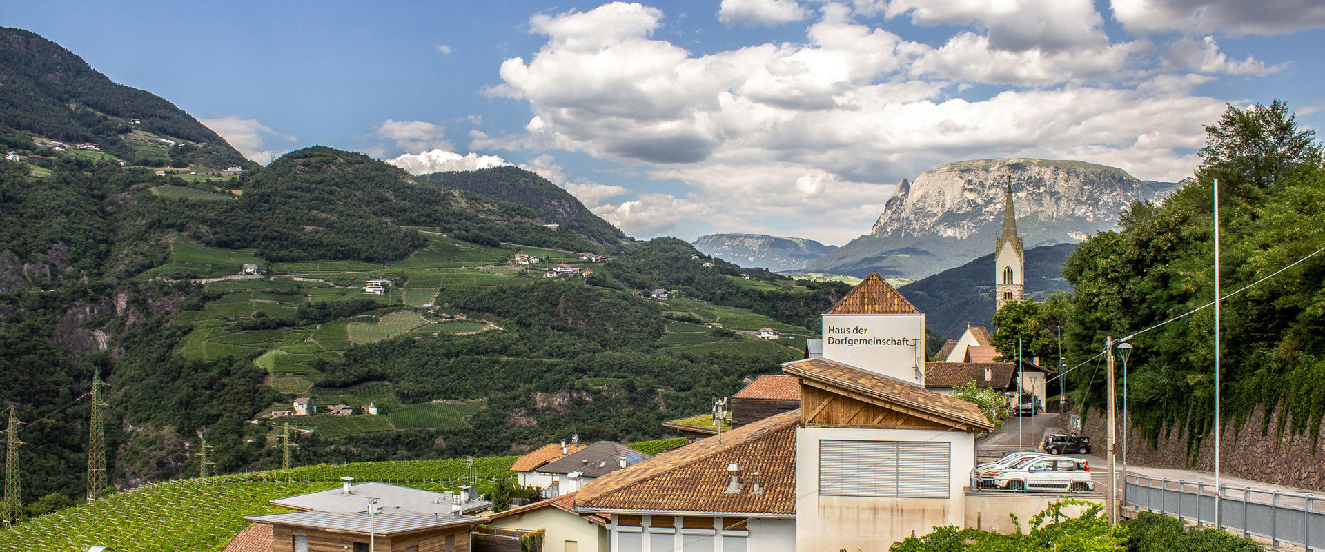 Karneid View of Karneid with church and Mt. Schlern in the background