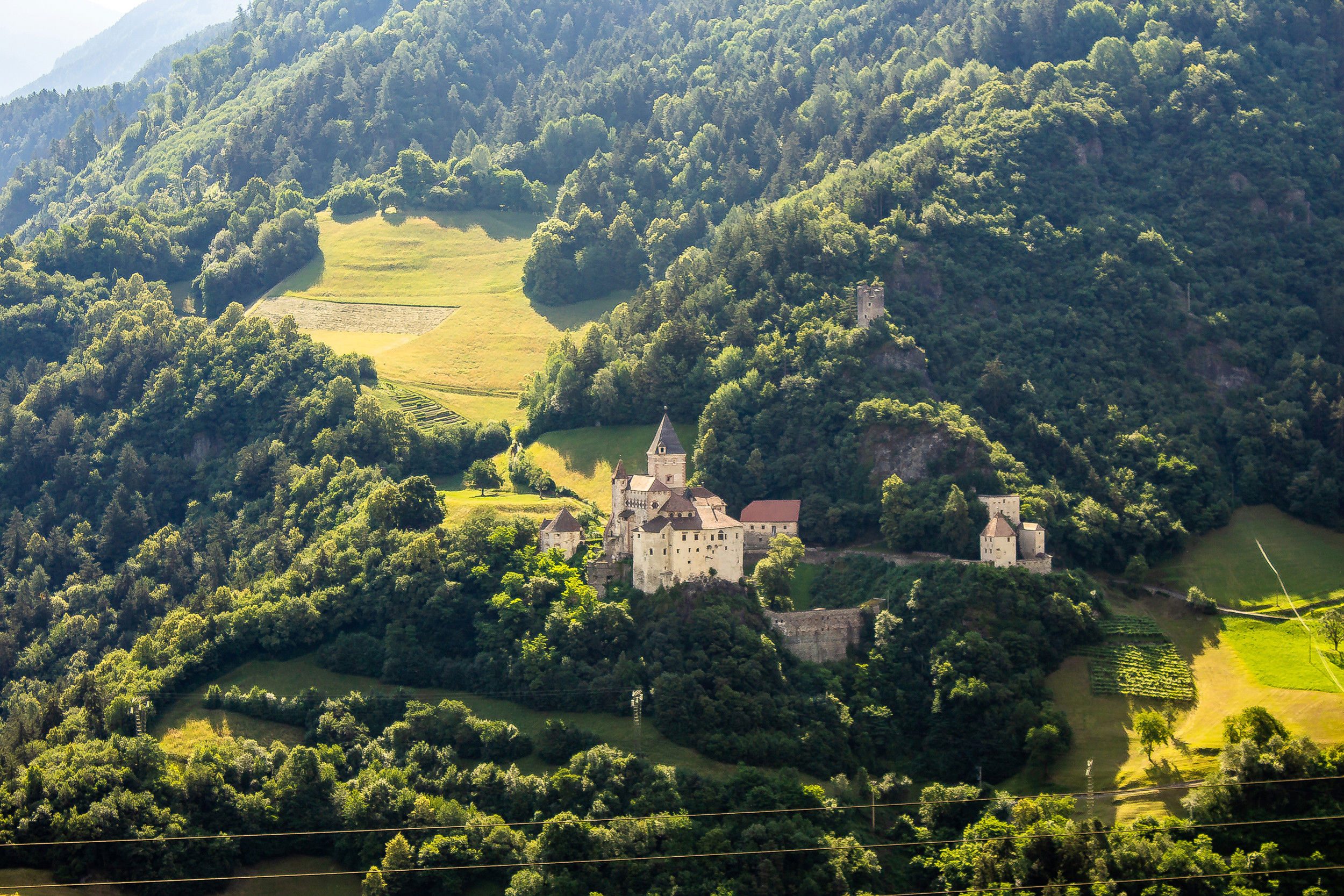View of Trostburg Castle near Waidbruck in summer