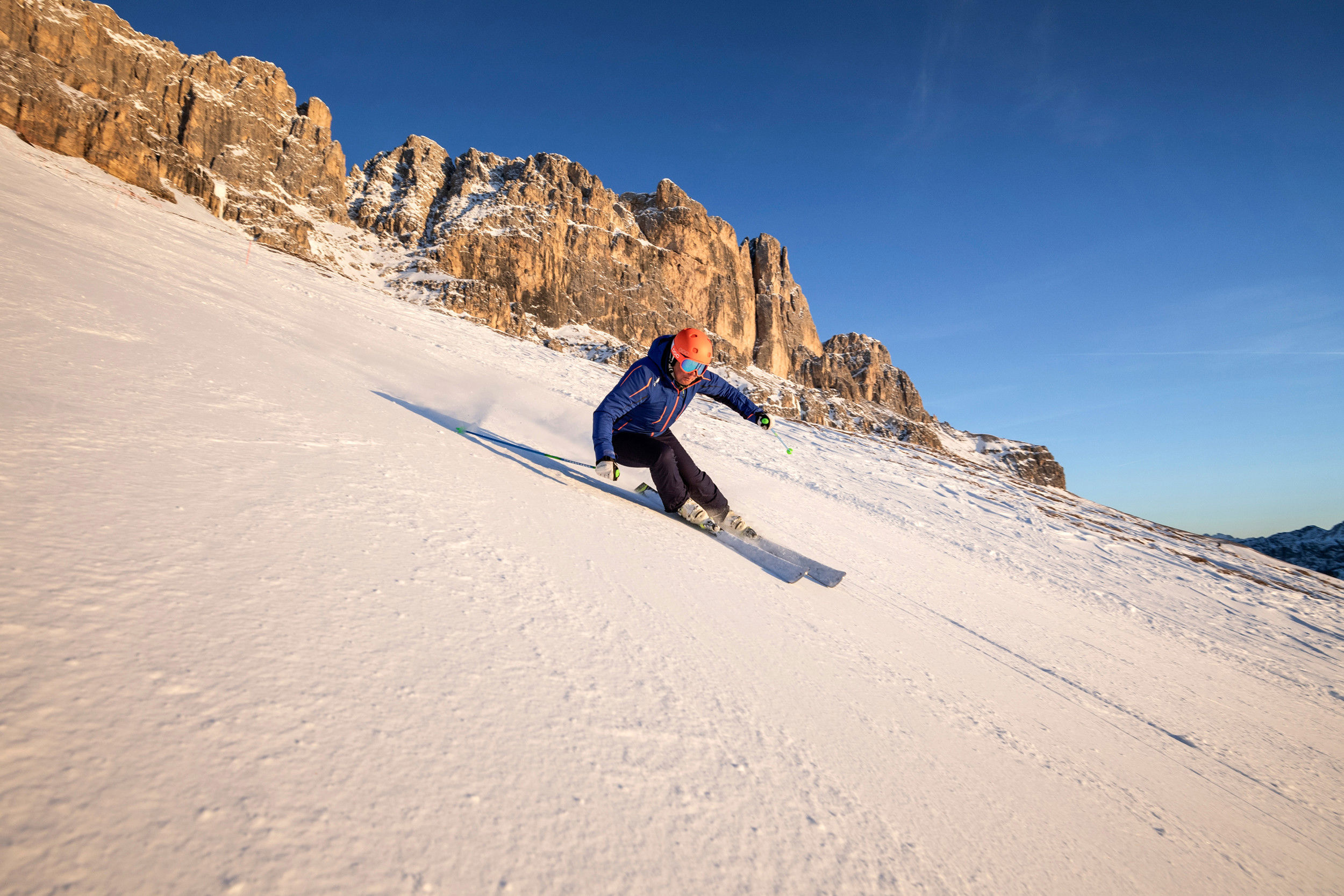 Skier riding down the slope.