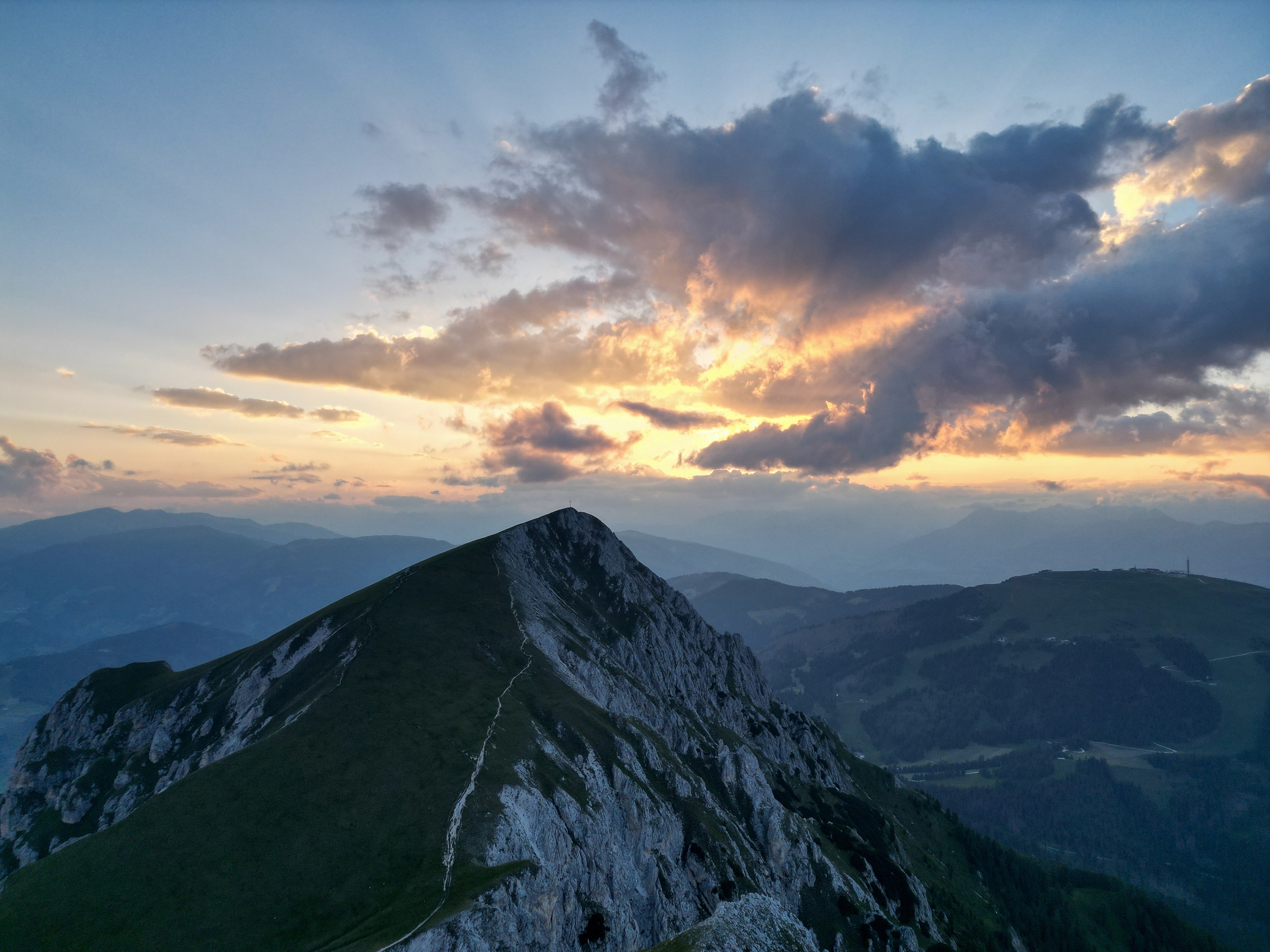 Hiking trail to Piz da Peres in the evening light
