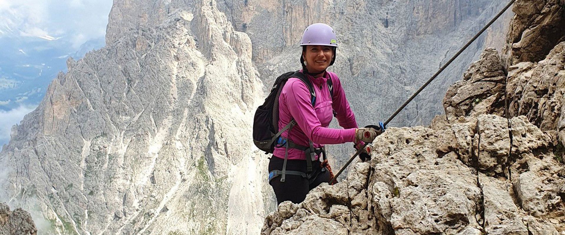 Woman on the Oskar Schuster via ferrata.
