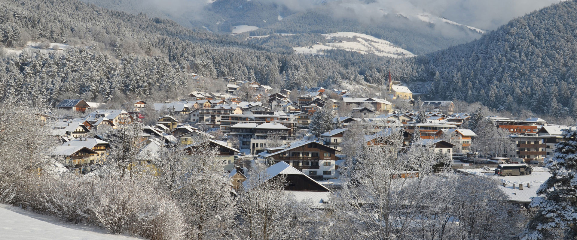 Kiens View of Kiens with snowy landscape