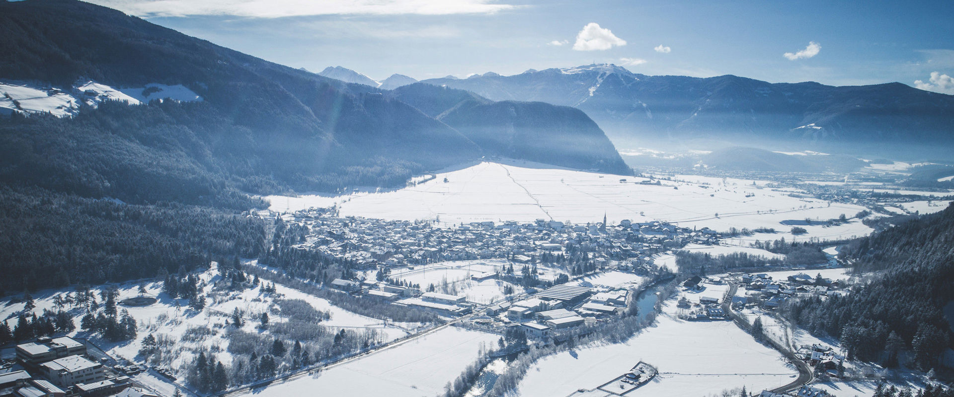 Gais View of Gais in direction of Bruneck in winter