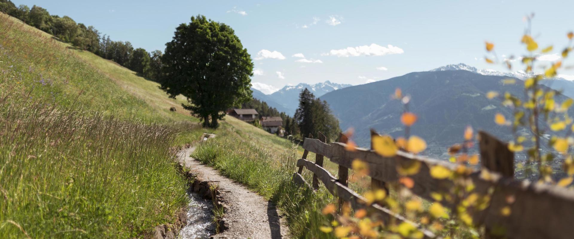 Waal trail A narrow Waal trail leads to an old farm.