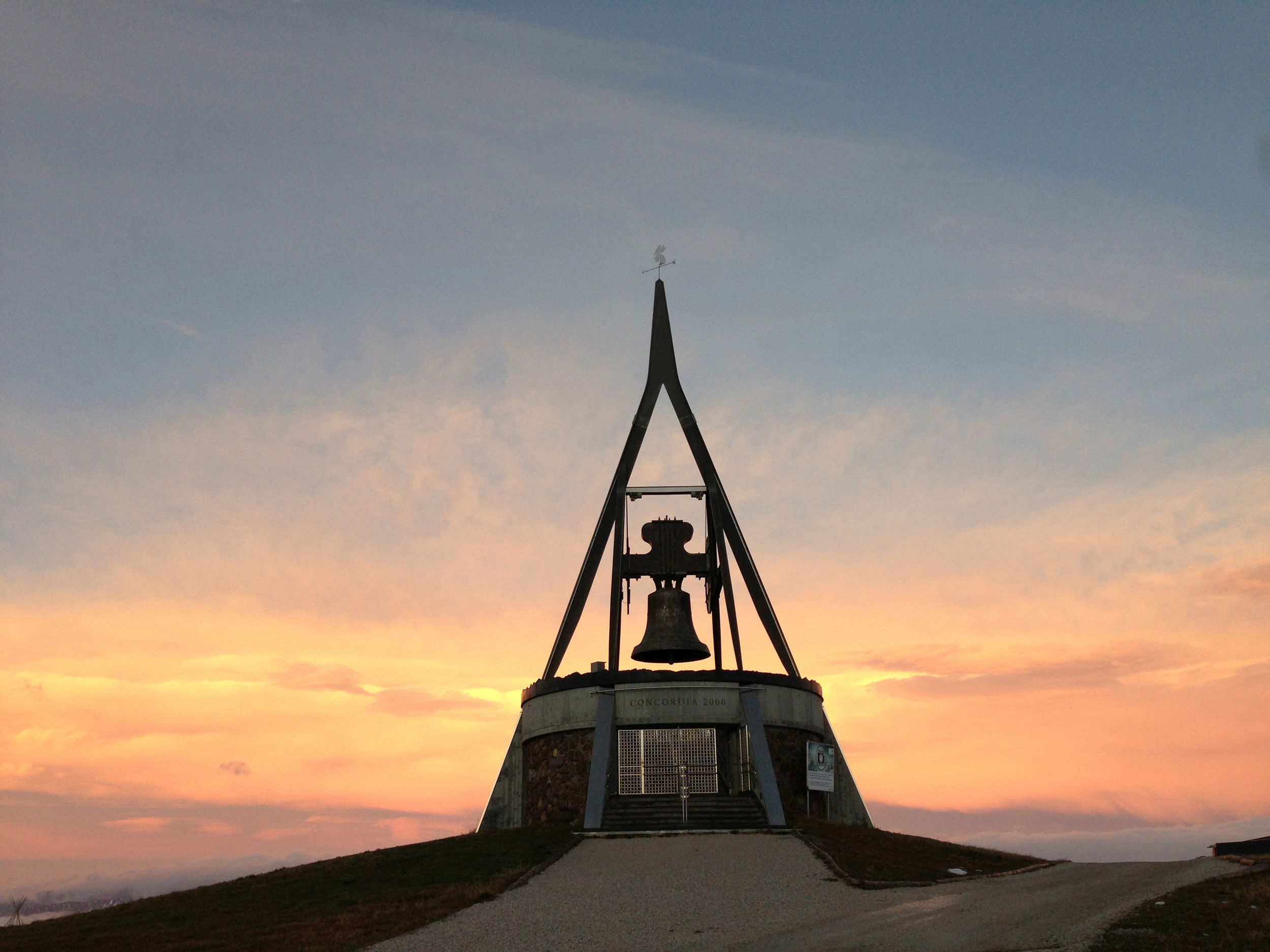 Peace bell at the summit of the Kronplatz.