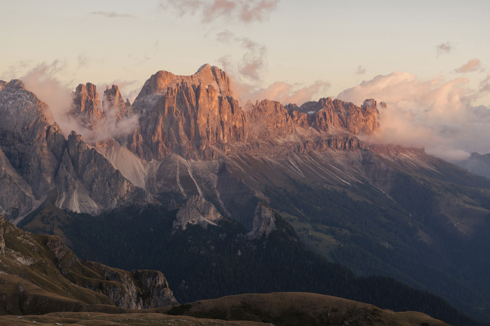 Alpenglow from the Rosengarten.