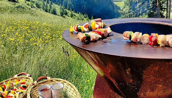 Barbecuing at the mountain hut