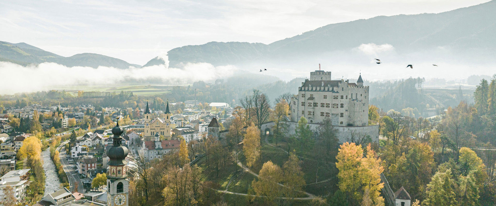 Bruneck Castle and town in autumnal mood.